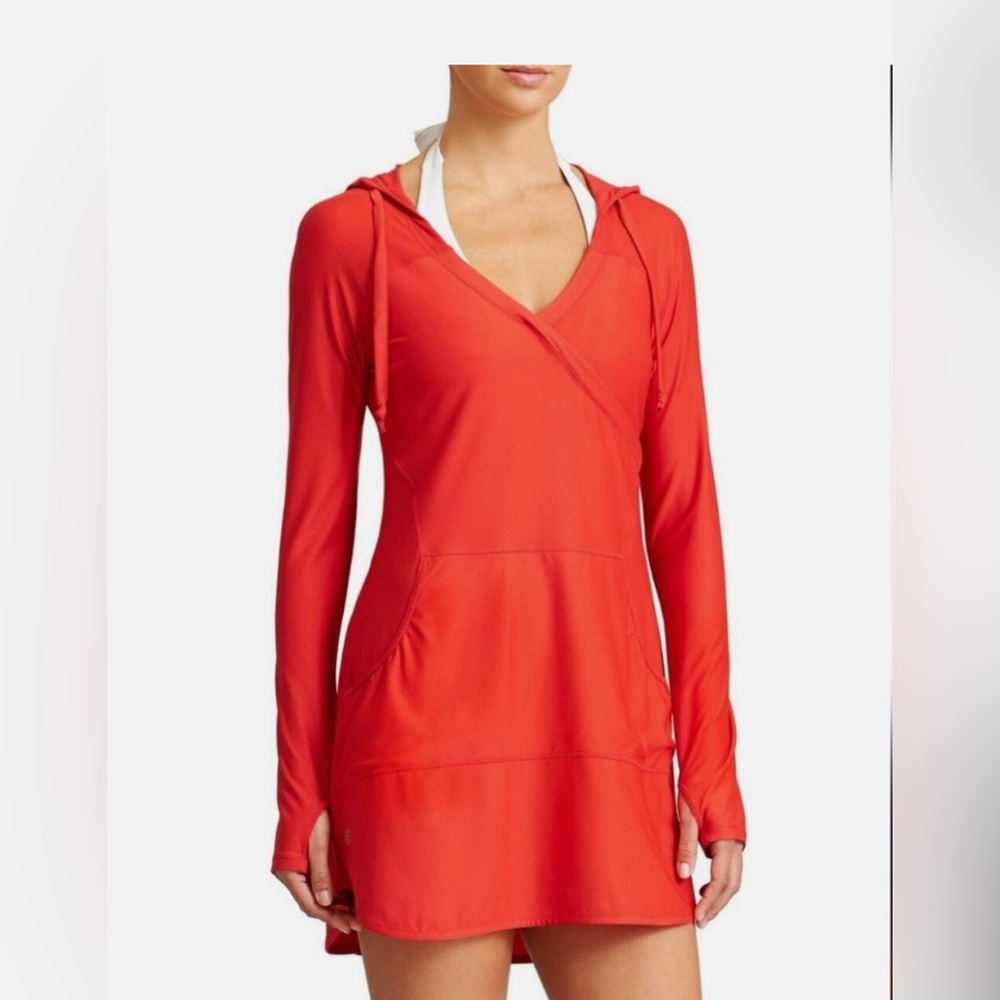 Athleta wick Wade Red Long Sleeve Hoodie coverup